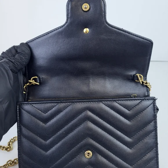 Gucci GG Marmont Chain Wallet Matelasse Leather - Picture 8 of 12